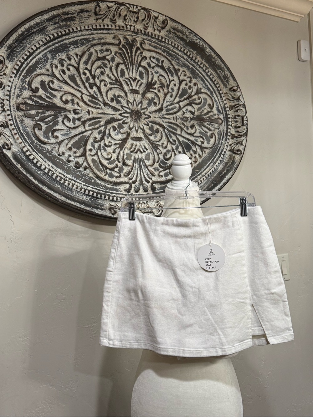 White A-Line Skort with Front Slit - Women's Casual Style